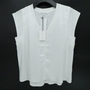 Melissa Nepton Cameron Top Womens Large‎ Off White Sleeveless V Neck Blouse